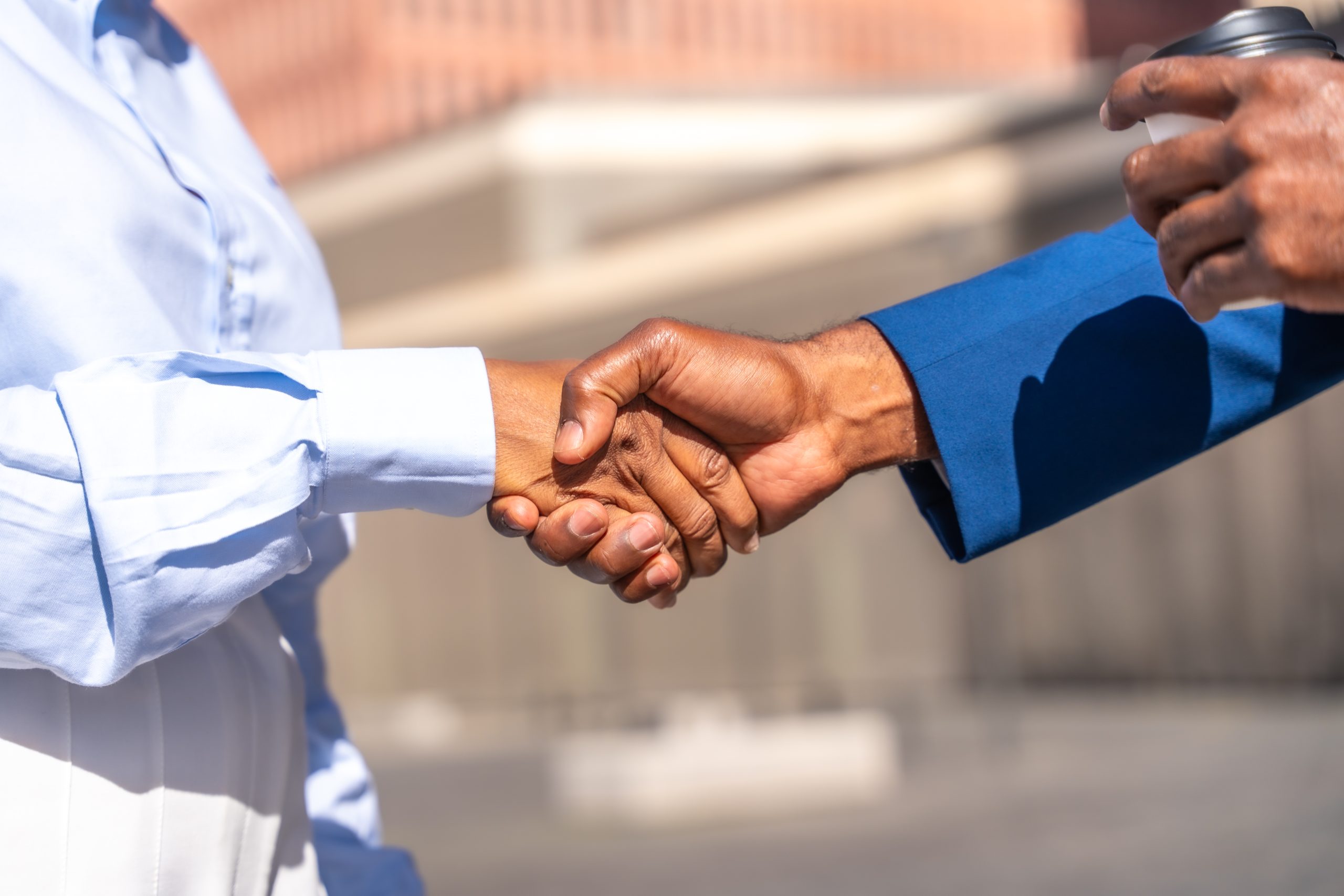 close up of handshake