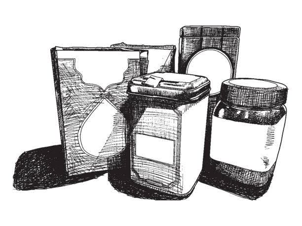 Black and white hand drawn tea boxes.